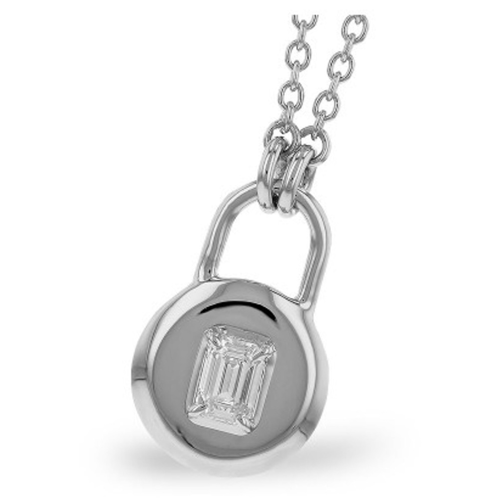 allison kaufman 14k white gold diamond padlock pendant emerald cut dia $1,800
